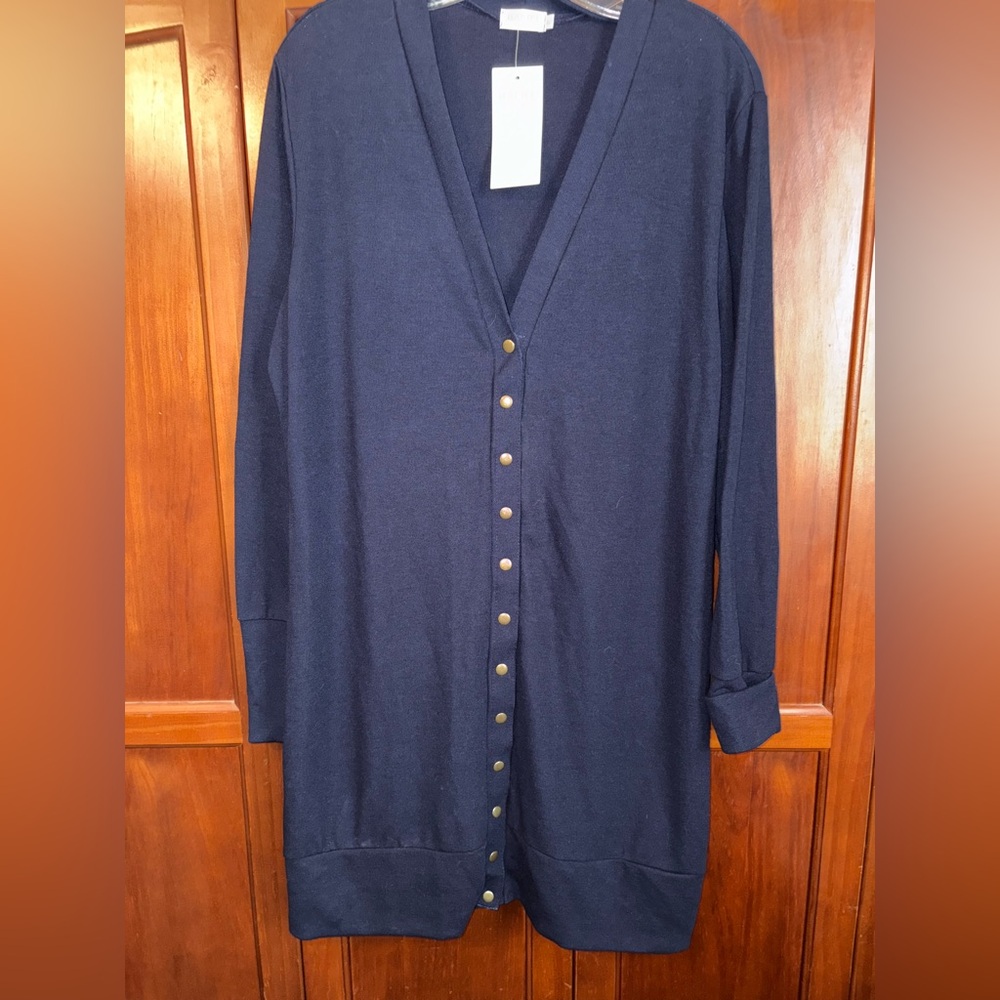 NWT‎ Halife Navy Blue Women's Sweater Cardigan 22 ↔️ 36 ↕️ #1421